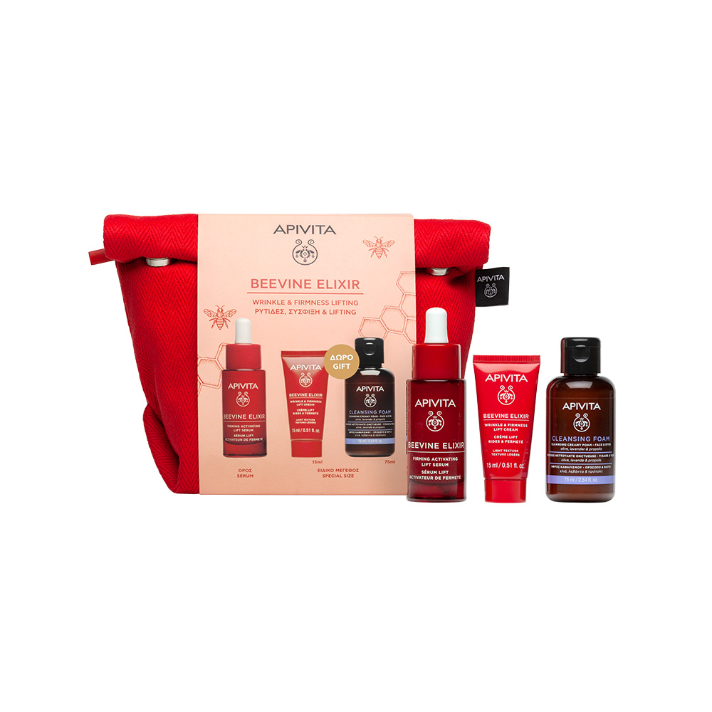 APIVITA - PROMO PACK BEEVINE ELIXIR Ορός Ενεργοποίησης Σύσφιξης & Lifting - 30ml ΜΕ ΔΩΡΟ Αντιρυτιδική Κρέμα για Σύσφιξη & Lifting - 15ml & Αφρός Καθαρισμού - 75ml